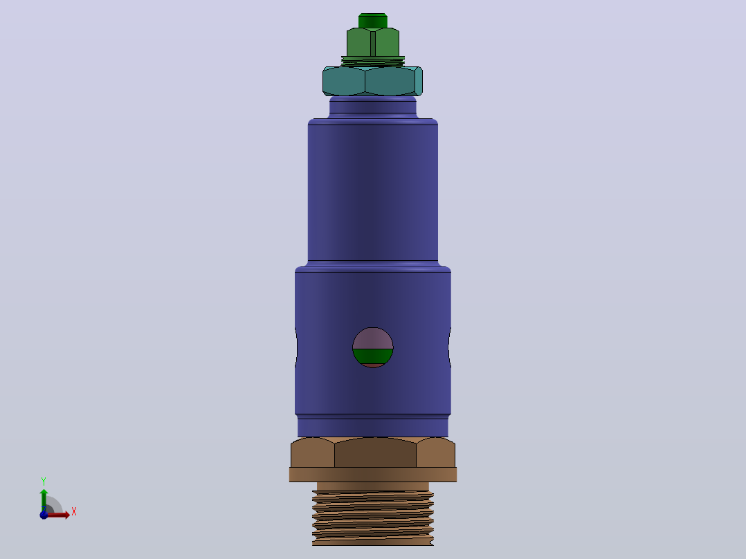安全阀结构3D图纸 Solidworks设计前视图