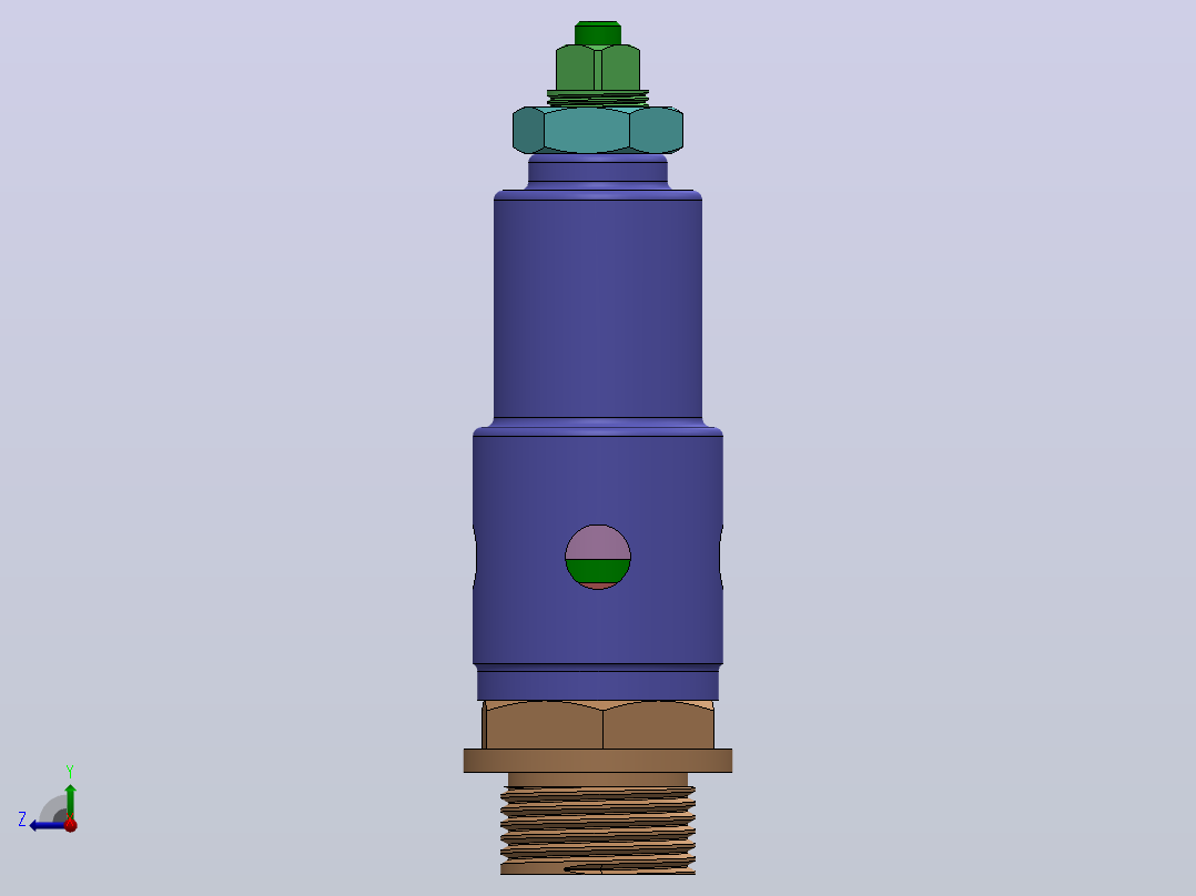 安全阀结构3D图纸 Solidworks设计右视图