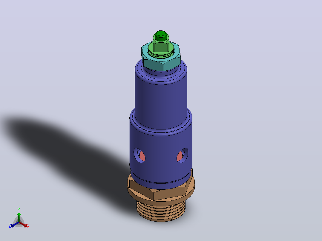 安全阀结构3D图纸 Solidworks设计正等轴测图
