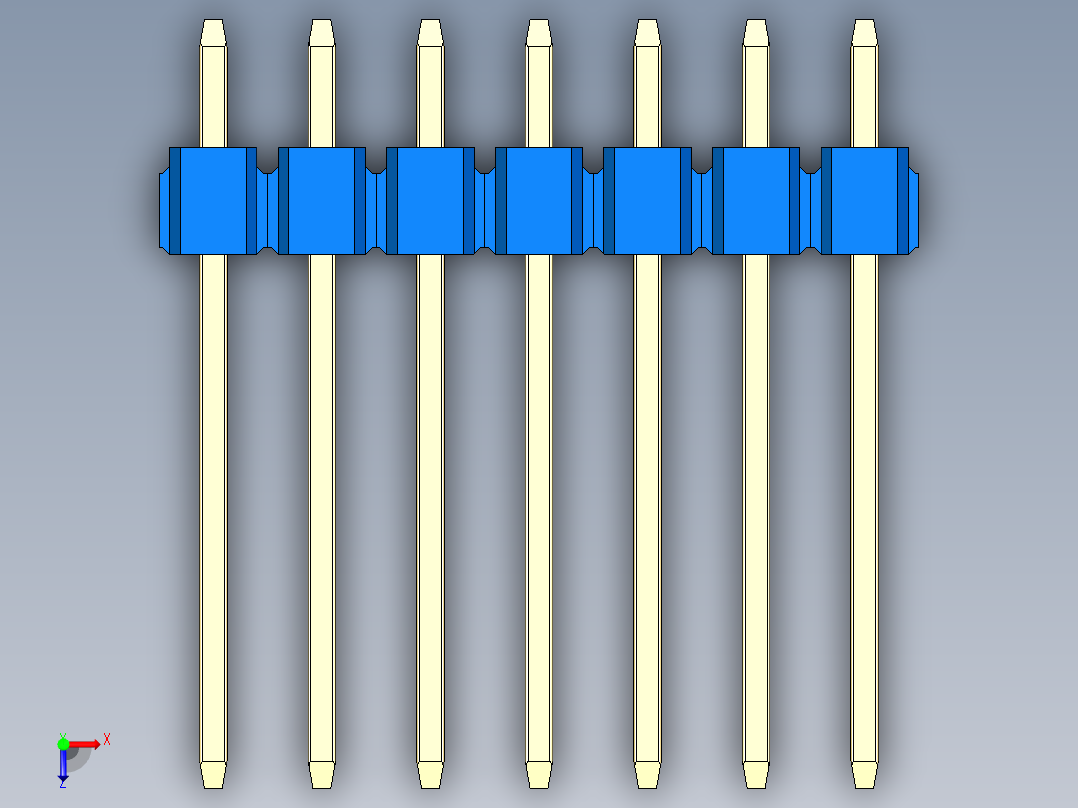 彩色公头100mil（2.54mm）系列-DS1021_blue_2x07p_100mil_Type5_rev1.0俯视图