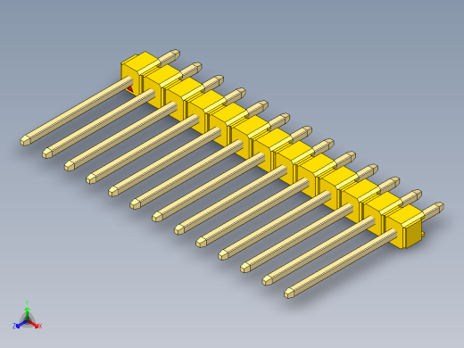 彩色公头100mil（2.54mm）系列-DS1021_yellow_1x13p_100mil_Type5_rev1.0