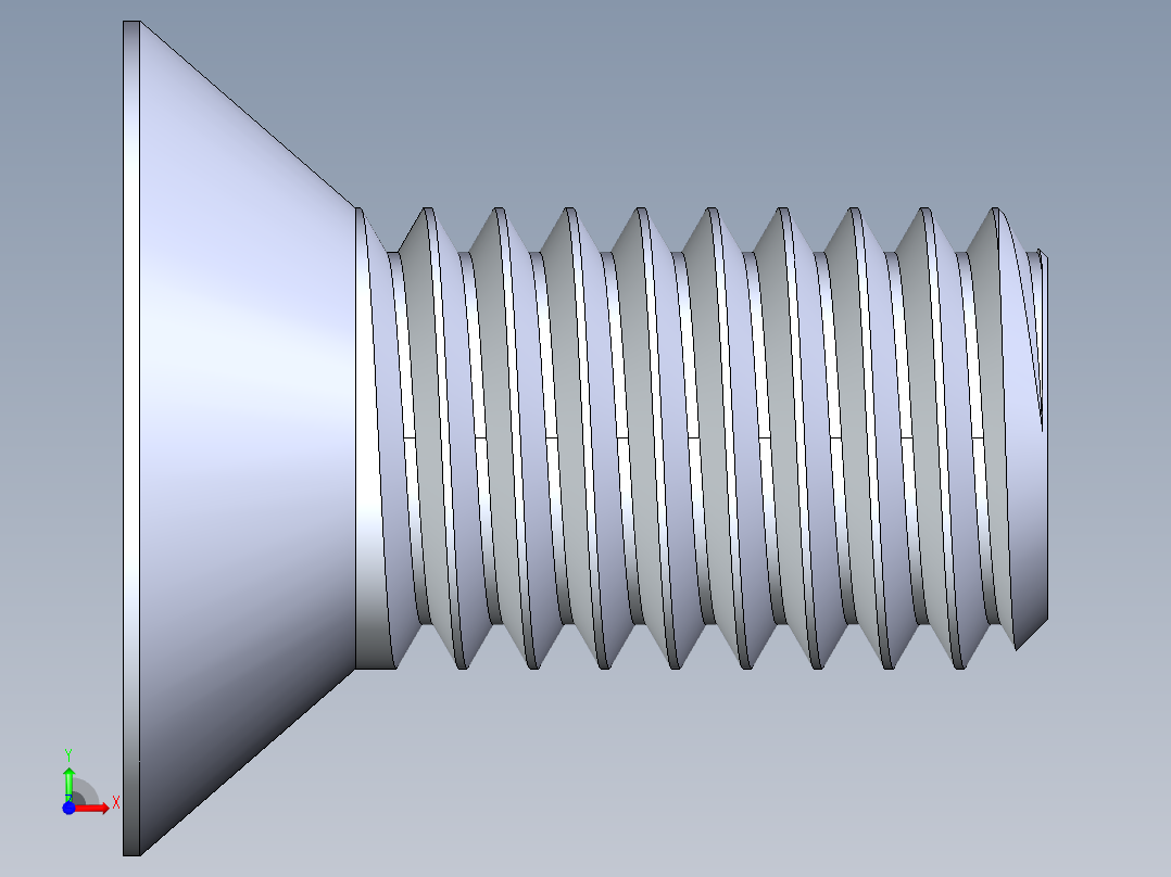 锥形内六角头螺钉-FHCS 0.500x 1.000前视图