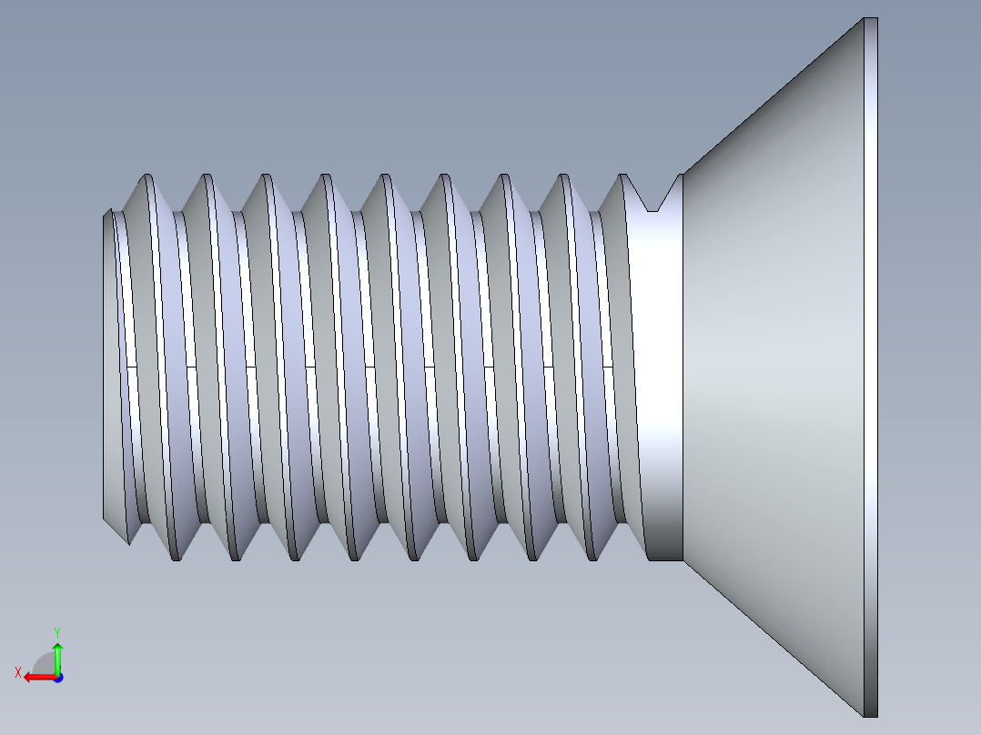 锥形内六角头螺钉-FHCS 0.500x 1.000后视图
