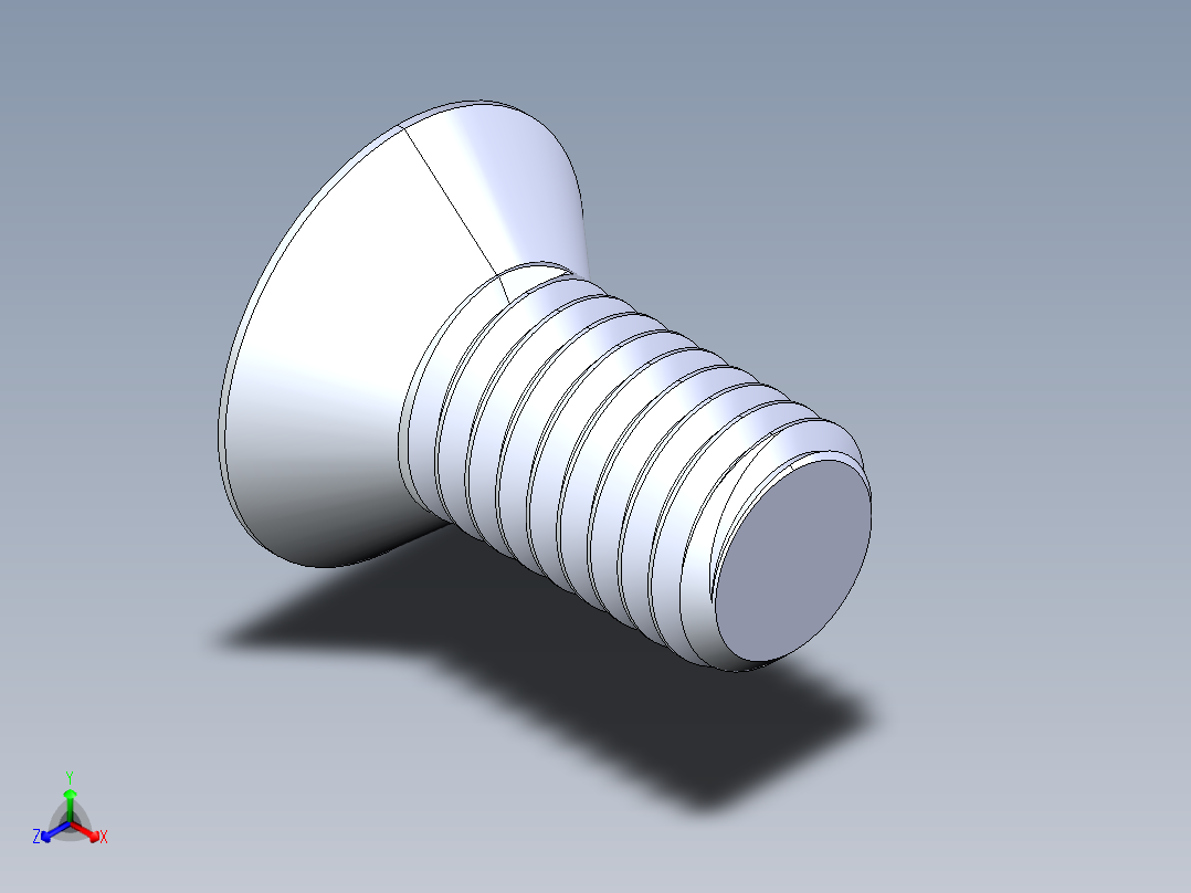 锥形内六角头螺钉-FHCS 0.500x 1.000正等轴测图