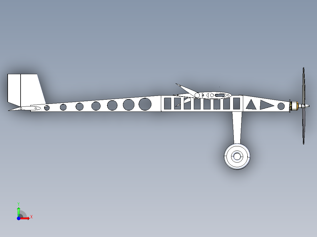 固定翼UAV无人机框架结构前视图