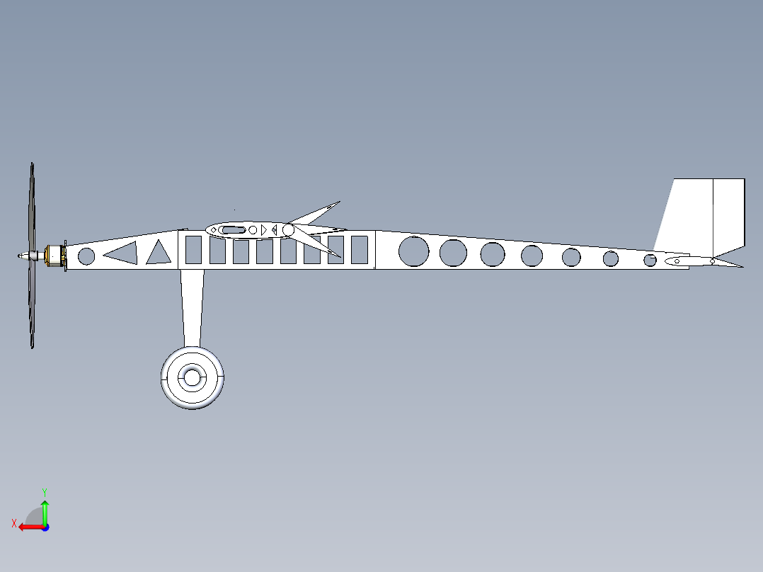 固定翼UAV无人机框架结构后视图