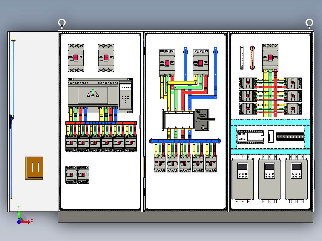三柜组装双电源plc控制柜 55393前视图