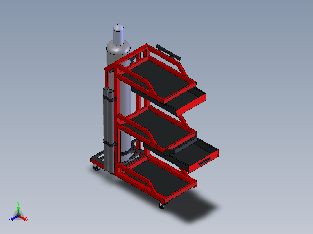 等离子切割机车间手推车正等轴测图