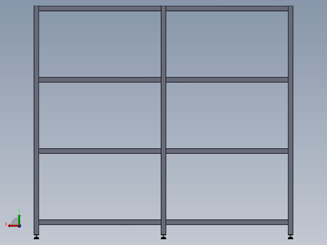 货架、两层焊接货架后视图