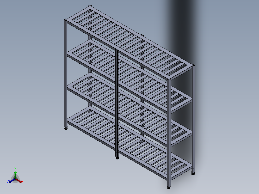 货架、两层焊接货架正等轴测图