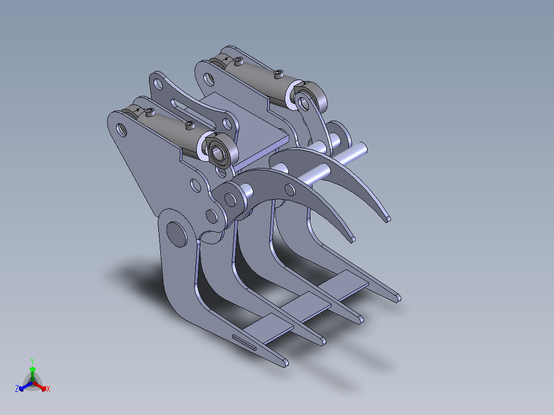 挖掘机抓斗正等轴测图