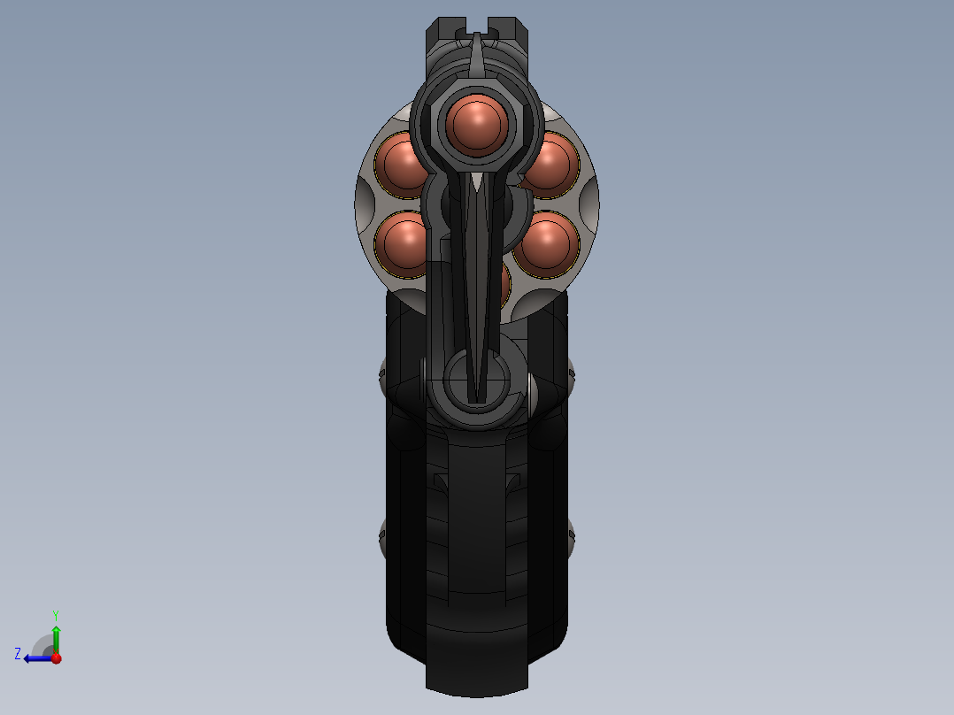 手枪左轮冲锋枪老式狙击步枪设计3D图纸45acp-revolver-gunblade-1 IGS SW右视图