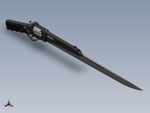 手枪左轮冲锋枪老式狙击步枪设计3D图纸45acp-revolver-gunblade-1 IGS SW正等轴测缩略图