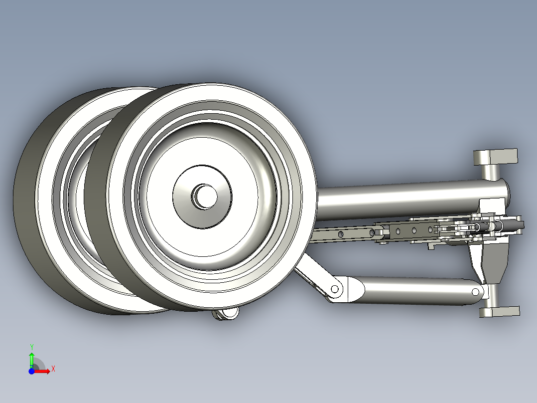 现代民用飞机起落架收放前视图