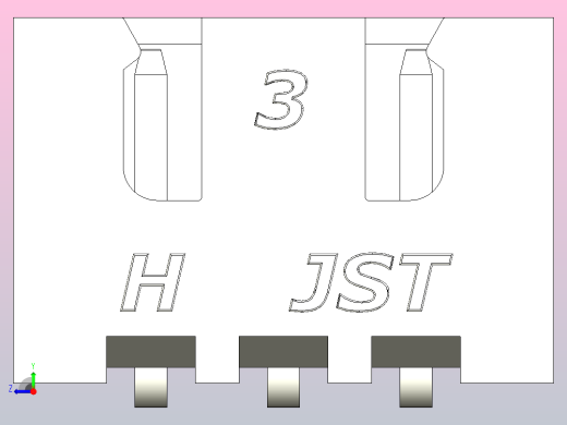 白色JST XH 3针连接器P 2 54mm有角度右视缩略图