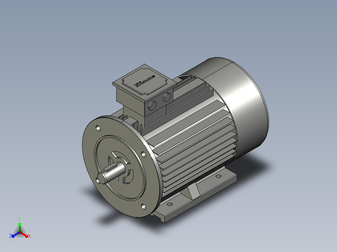 机座带底脚、端盖上有缘（带通孔）电动机 FS80～355_IM B35-90L-2-I西门子电机正等轴测图