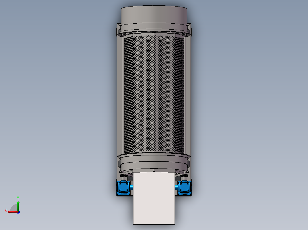 无轴滚筒筛 3D图纸 机械设备3D模型设计素材参考资料后视图