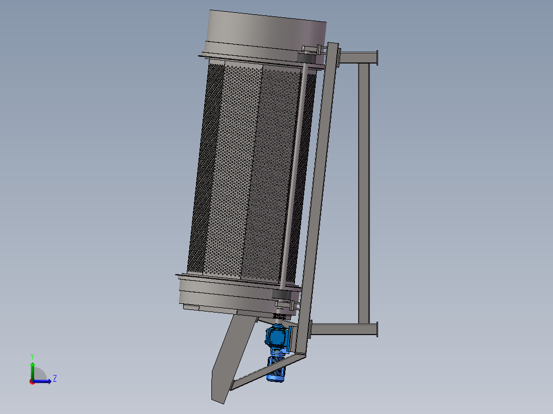 无轴滚筒筛 3D图纸 机械设备3D模型设计素材参考资料左视图