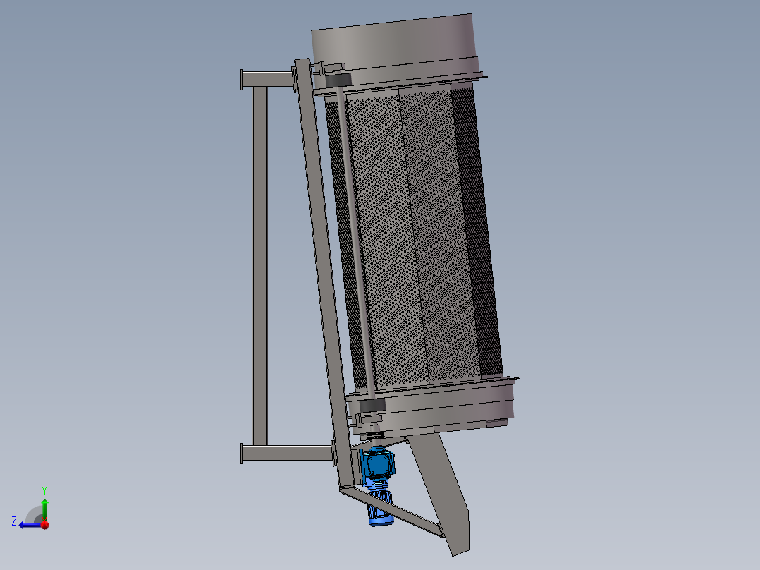无轴滚筒筛 3D图纸 机械设备3D模型设计素材参考资料右视图