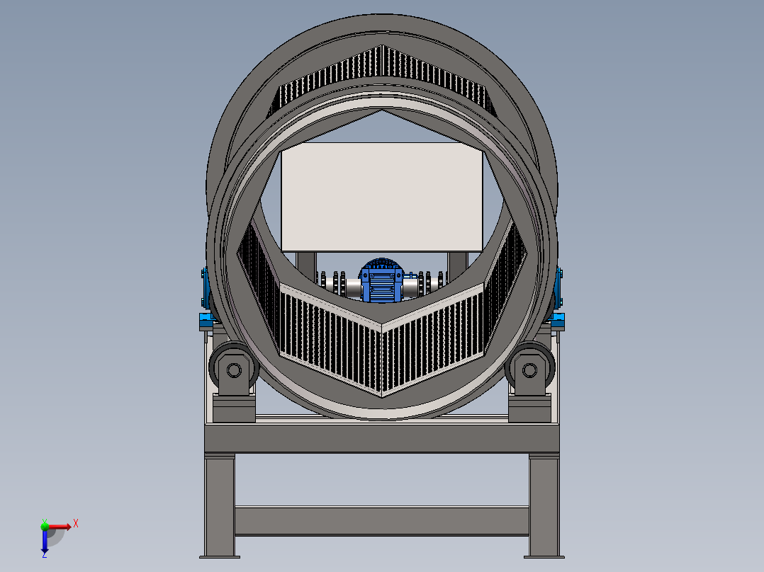 无轴滚筒筛 3D图纸 机械设备3D模型设计素材参考资料俯视图