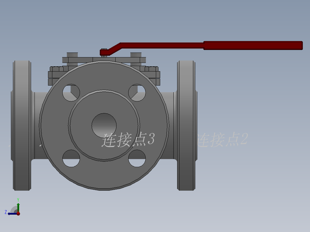 法兰三通球阀-304 DN15-DN200右视图
