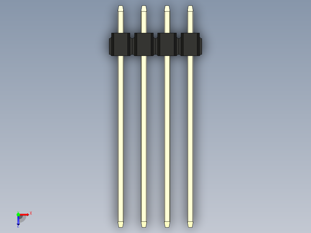 彩色公头100mil（2.54mm）系列-DS1021_black_2x04p_100mil_Type19_rev1.0俯视图