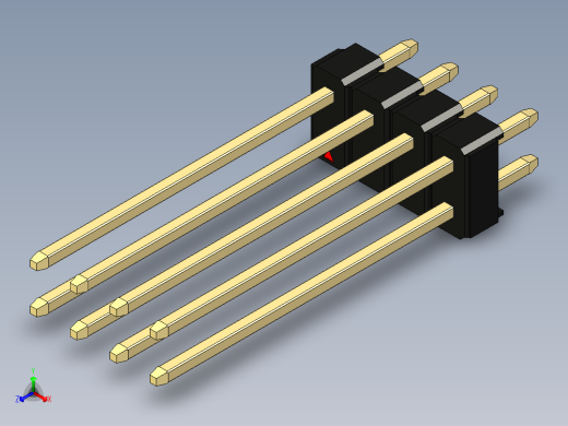 彩色公头100mil（2.54mm）系列-DS1021_black_2x04p_100mil_Type19_rev1.0正等轴测缩略图