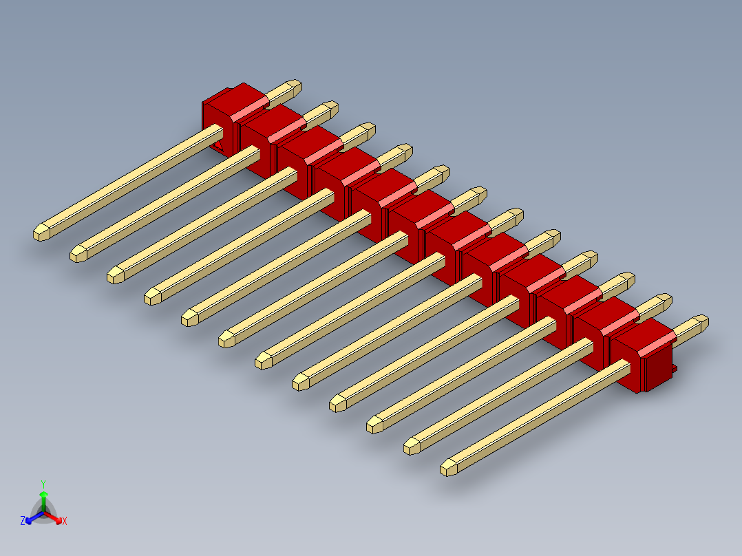 彩色公头100mil（2.54mm）系列-DS1021_red_1x12p_100mil_Type5_rev1.0主视图