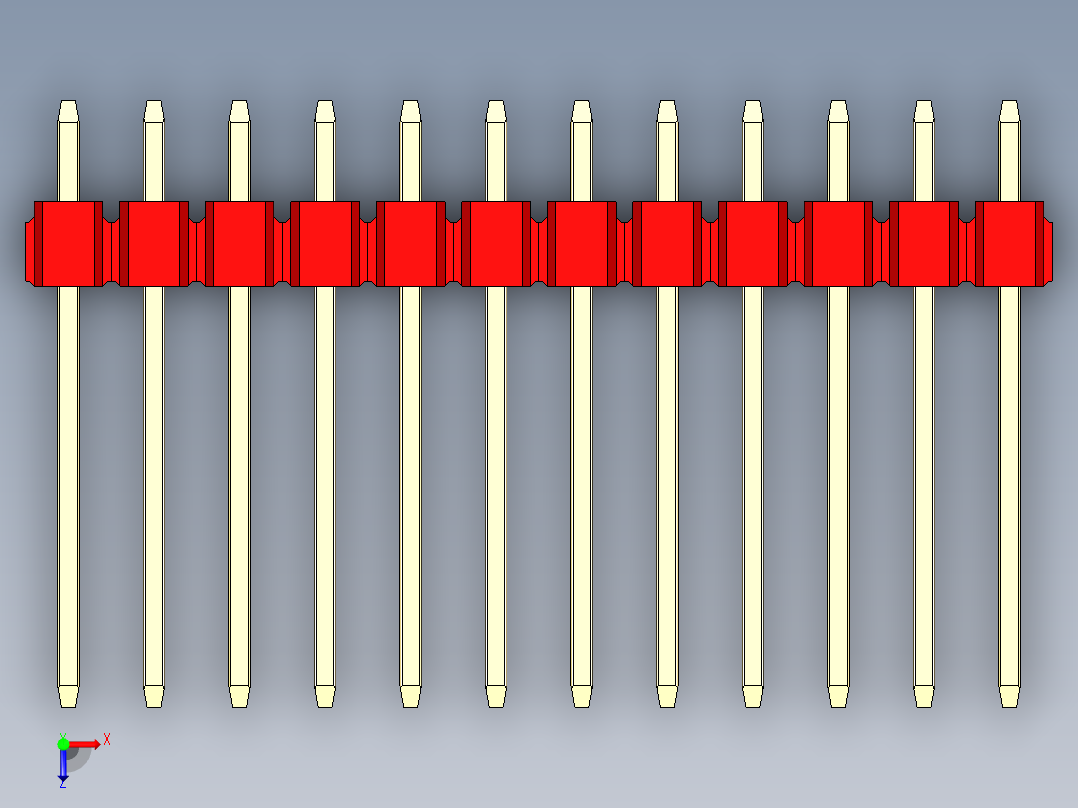 彩色公头100mil（2.54mm）系列-DS1021_red_1x12p_100mil_Type5_rev1.0俯视图