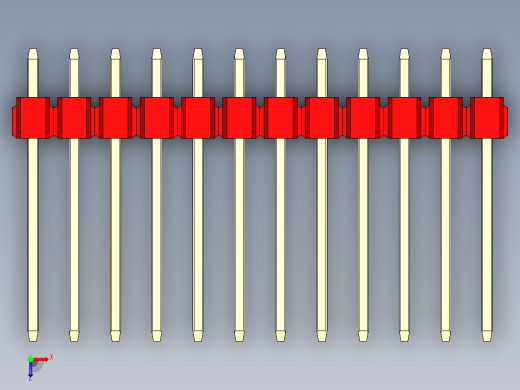 彩色公头100mil（2.54mm）系列-DS1021_red_1x12p_100mil_Type5_rev1.0俯视缩略图