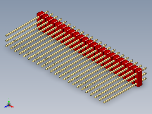 彩色公头100mil（2.54mm）系列-DS1021_red_3x23p_100mil_Type19_rev1.0正等轴测缩略图