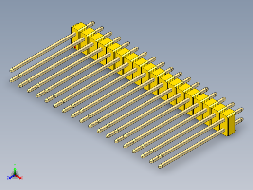 彩色公头100mil（2.54mm）系列-DS1021_yellow_2x18p_100mil_Type19_rev1.0正等轴测缩略图