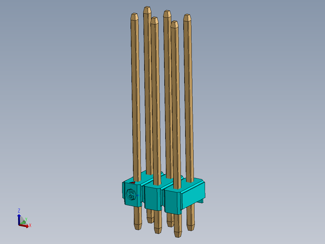 彩色公头100mil（2.54mm）系列-DS1021-100mil(2.54mm)-Type19(3x18.8mm)-3Rx32pin-colored-REV1.0主视图