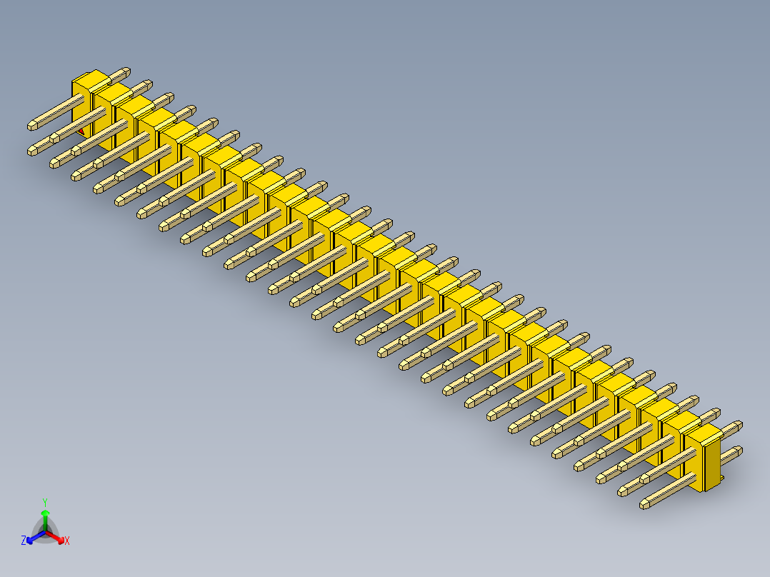 彩色公头100mil（2.54mm）系列-DS1021_yellow_2x29p_100mil_Type1_rev1.0主视图