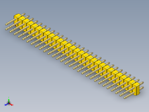 彩色公头100mil（2.54mm）系列-DS1021_yellow_2x29p_100mil_Type1_rev1.0正等轴测缩略图