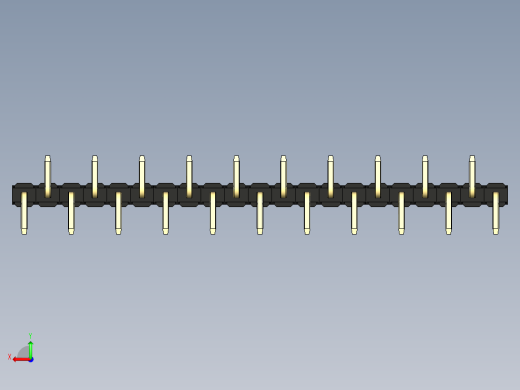 彩色公排针 100mil 2.54mm 系列-DS1022_black_21p_100mil_Type_SMT_R2_rev1.0后视缩略图