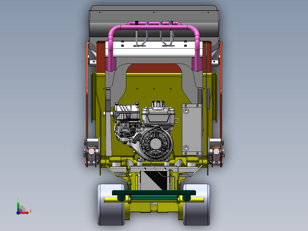 履带式运输车-翻斗车前视图