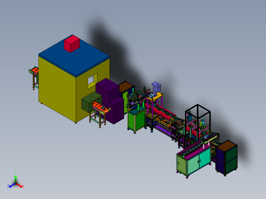 油烟机电机装配生产线正等轴测图