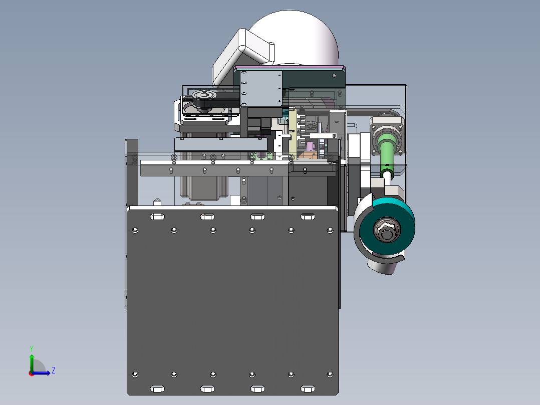 4轴立式抛光机打磨研磨设备左视图