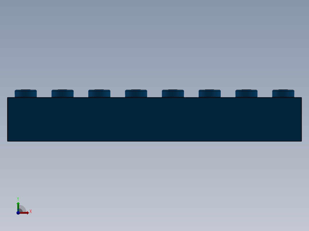 乐高套装 4421基本积木-300823 Bright Blue Brick 1 x 8.SLDPRT前视图