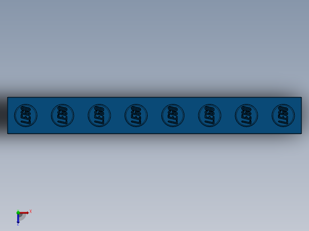 乐高套装 4421基本积木-300823 Bright Blue Brick 1 x 8.SLDPRT俯视图