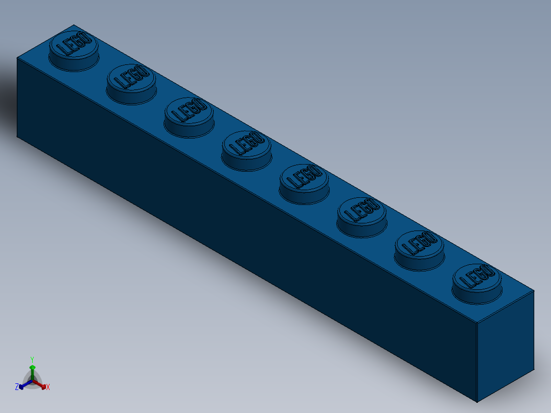 乐高套装 4421基本积木-300823 Bright Blue Brick 1 x 8.SLDPRT正等轴测图