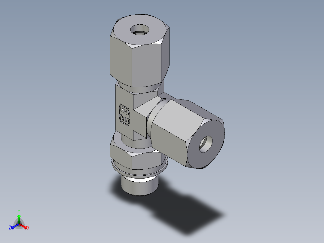 卡套式工业通用硬管接头EO_Adjustable_locknut_run_tee_LEE06SMORCF主视图