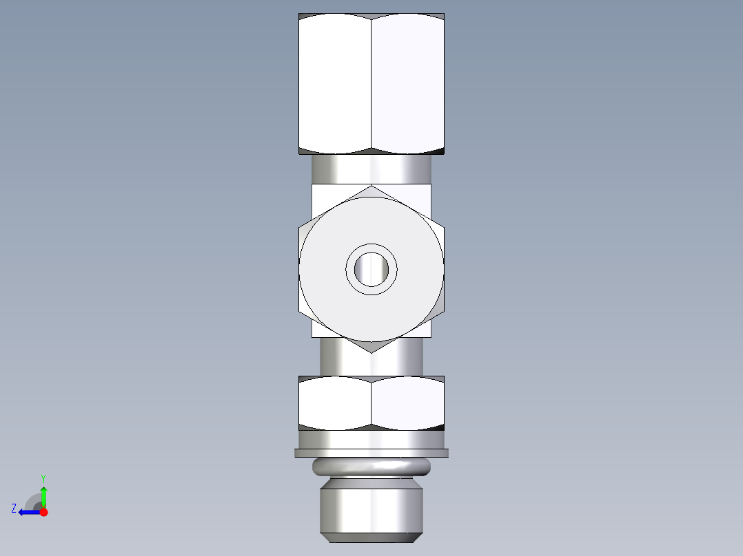 卡套式工业通用硬管接头EO_Adjustable_locknut_run_tee_LEE06SMORCF右视图