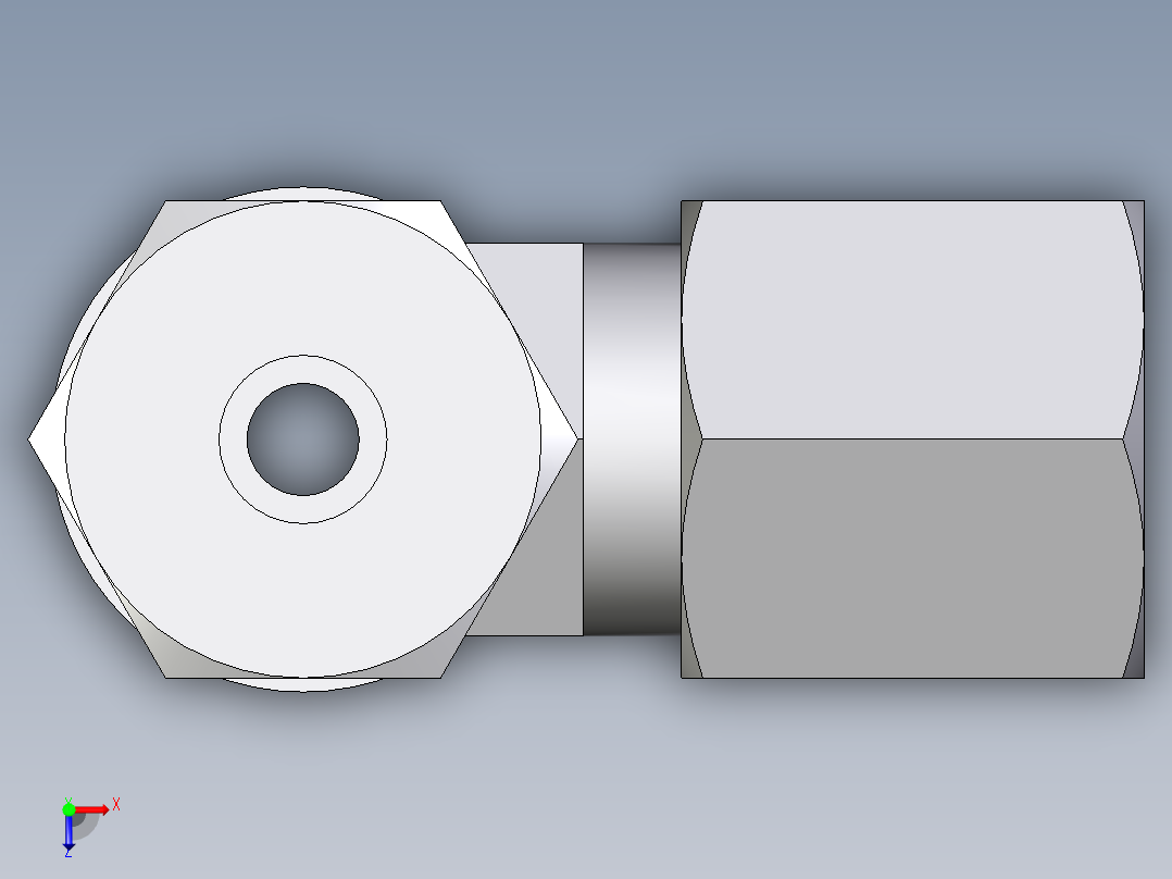 卡套式工业通用硬管接头EO_Adjustable_locknut_run_tee_LEE06SMORCF俯视图