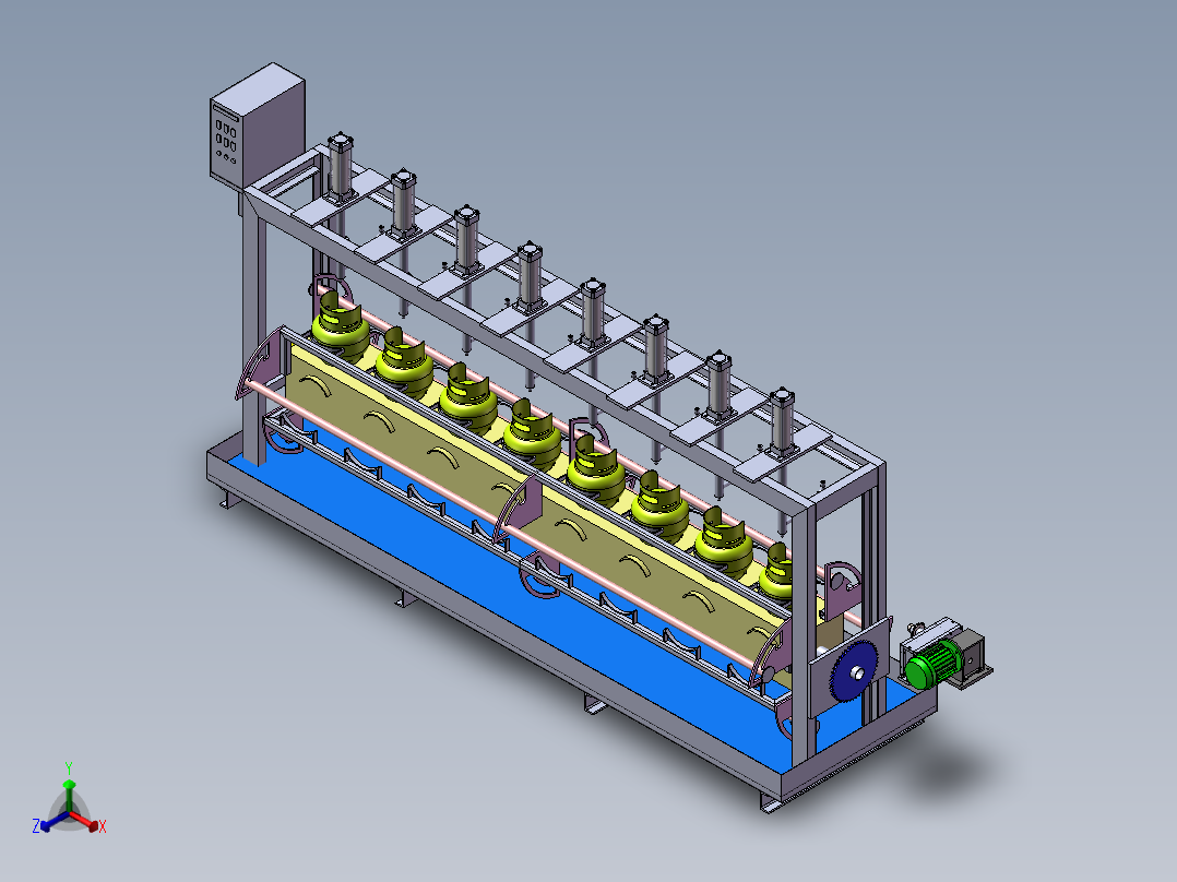 钢瓶煤气罐生产线正等轴测图