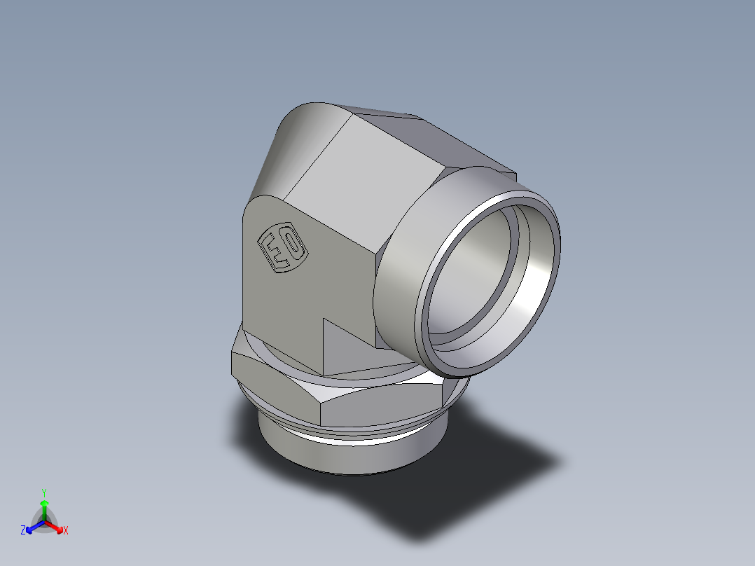 卡套式工业通用硬管接头EO_Adjustable_Locknut_elbow_WEE42LROMDCF正等轴测图