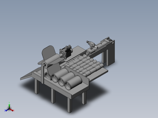 滚筒与滚筒轴装配正等轴测缩略图