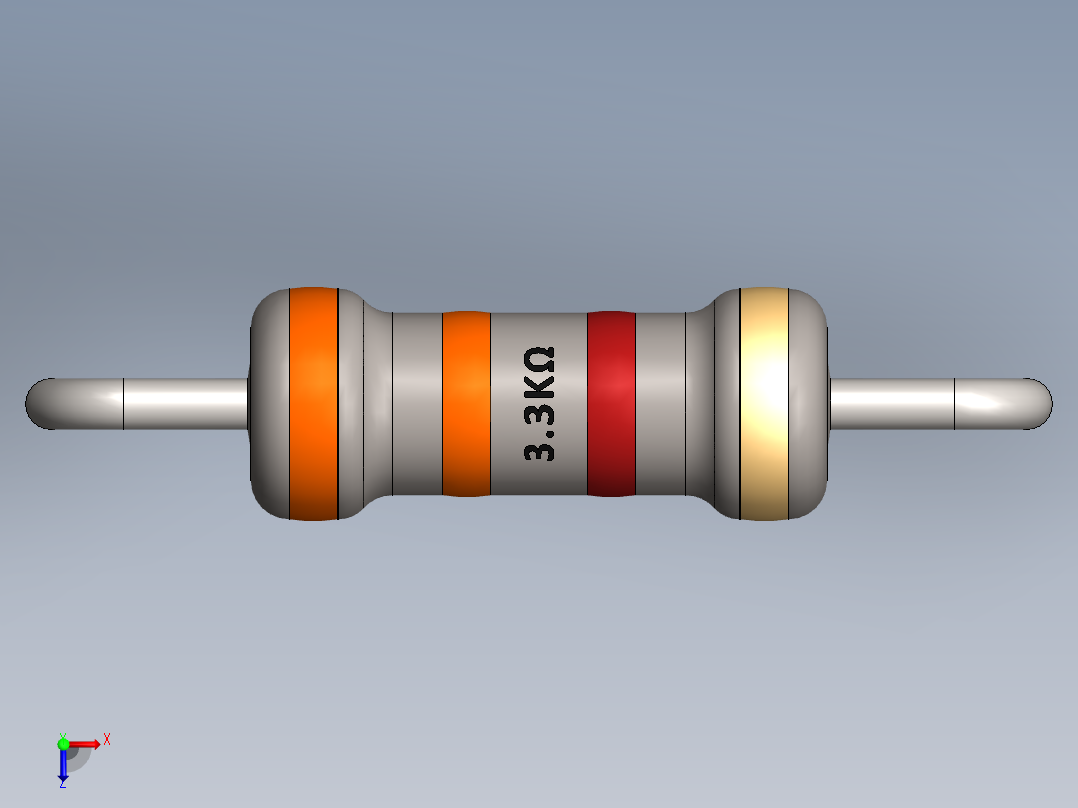 电容器 二极管 电阻器-Resistor 3.3K Ohm俯视图