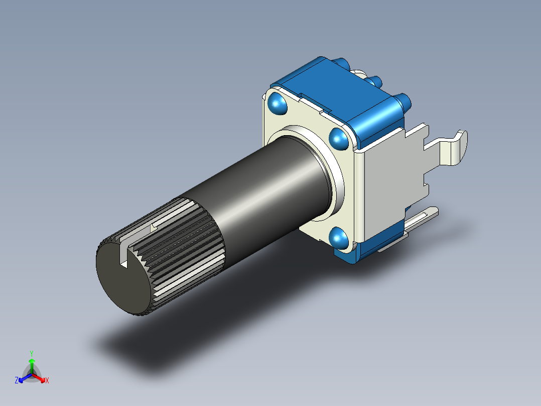 带白色指示线的绝缘轴电位计9mm正等轴测图
